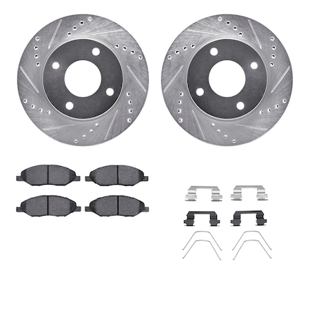 7312-67114, Rotors-Drilled, Slotted-SLV W/3000 Series Ceramic Brake Pads Incl. Hardware, Zinc Coat